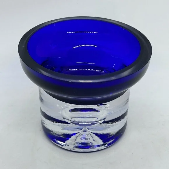 PartyLight Cobalt/Clear Tealight Votive Candleholder With Controlled Bubble - Picture 2 of 5